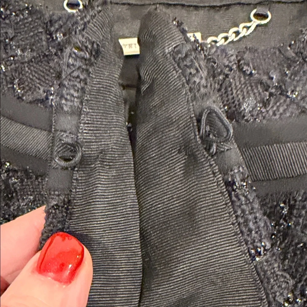 🌿 NWT WHBM Metallic Tweed Blazer ✨ Lightweight Spring Layer Chain Detail Size 00 - Picture 16 of 16